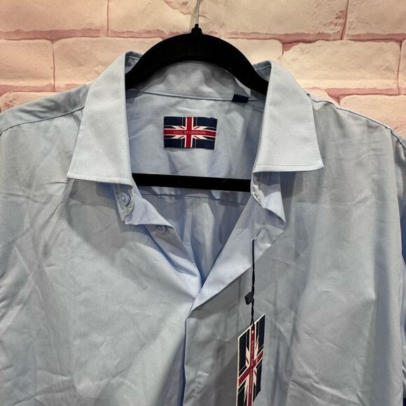 Soul of London long sleeve blue men's shirt size large 16.5 - Picture 2 of 8